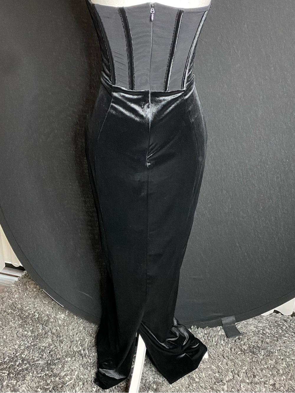 House of CB Black Strapless Velvet Corset Gown - Picture 2 of 4